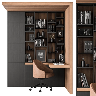 Home Office Desk & Bookcase 3D model image 1 