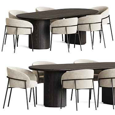 Luxury Marble and Velvet Dining Set 3D model image 1 