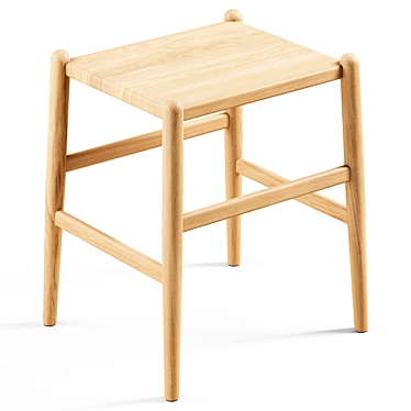 Seamless Ash Wood Stool 3D Model 3D model image 1 