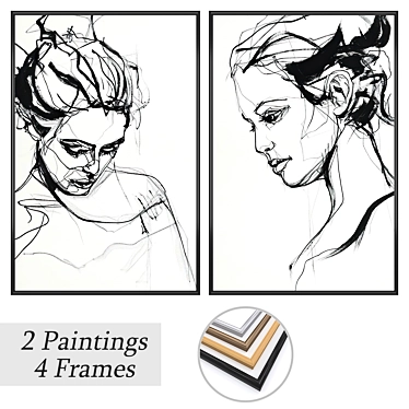 Artwork Set with Multiple Frames 3D model image 1 