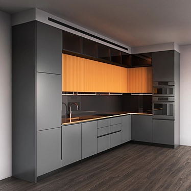 Modern Multimaterial Kitchen Pack 3D model image 1 