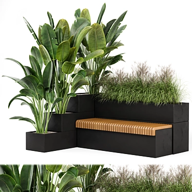 Concrete Pot Outdoor Plants Set 3D model image 1 