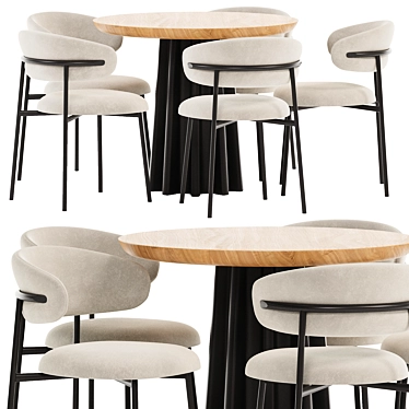 Modern Dining Set in White 3D model image 1 