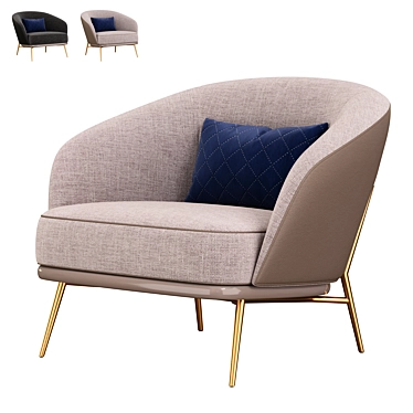 Sleek Blue Mine Armchair Design 3D model image 1 