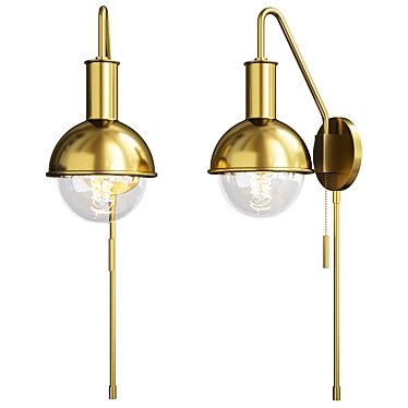 Sleek Metallic Wall Light 3D model image 1 