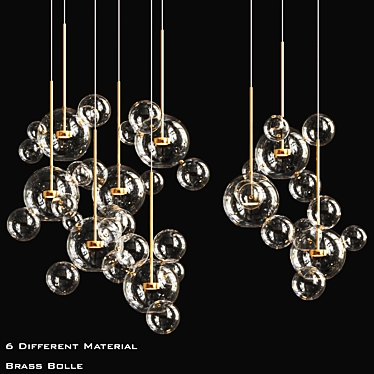 Bolle Metal Glass Pendant Light 3D model image 1 