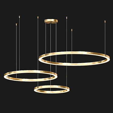 LED Ring Chandelier Brass Finish 3D model image 1 