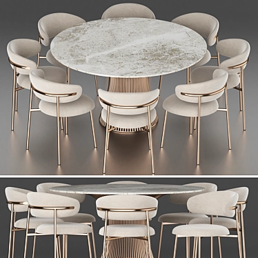 Modern Dining Set with Chairs 3D model image 1 