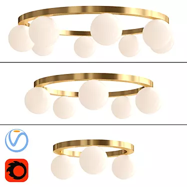 Elegant Gold Wreath Lamps 3D model image 1 