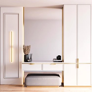 Sleek Modern Hallway Bench 3D model image 1 