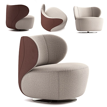 Luxurious Swivel Armchair With Patchwork 3D model image 1 