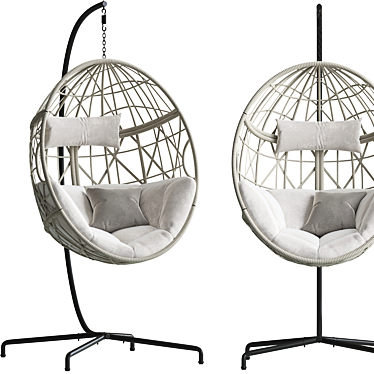 Elegant Wicker Swing Egg Chair 3D model image 1 