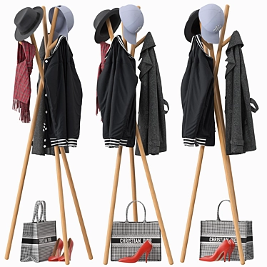 Modern Coat Rack Stand Holder 3D model image 1 