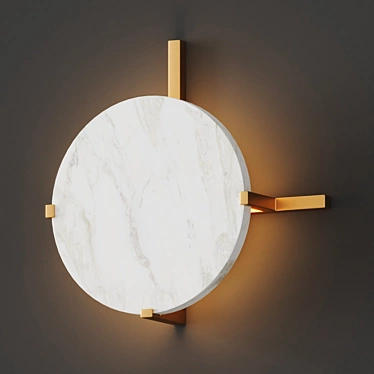 Minimalist Marble Disc Wall Light 3D model image 1 