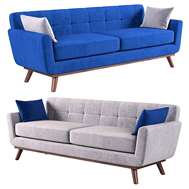 Royal Azure Velvet Sofa 3D model image 1 