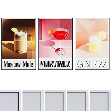 Modern Cocktail Picture Frame Set 3D model image 1 