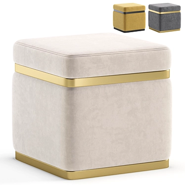 Elegant Poof Loreto 3 Colors 3D model image 1 