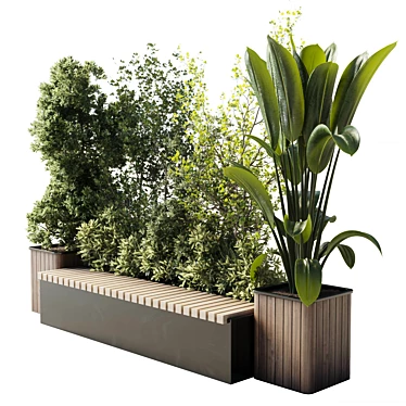 Modern Urban Green Bench Set 3D model image 1 