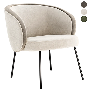 Sleek Luna M Armchair 3D model image 1 
