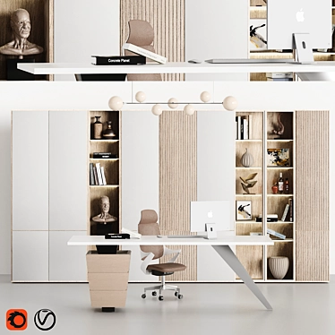 Modern Office Furniture Set 4 3D model image 1 