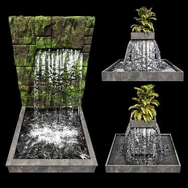 Dual Waterfall Fountain Cascade Model 3D model image 1 