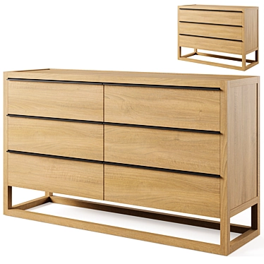 Oak Wood Dresser and Chest 3D model image 1 