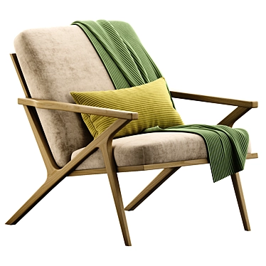 Modern Wood Frame Armchair Crate & Barrel 3D model image 1 