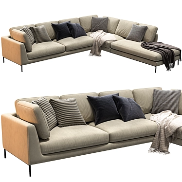 Modular Fabric Corner Sofa Set 3D model image 1 