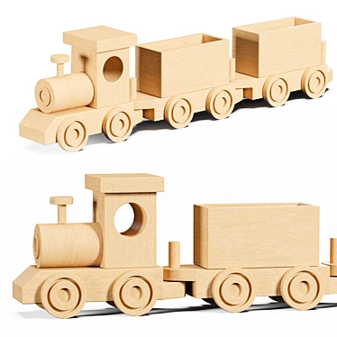 Wooden Train Toy Set 3D model image 1 