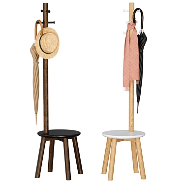 Pillar Stool Coat Rack Stand 3D model image 1 