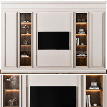 Minimalist TV Wall Set Simulation 3D model image 1 