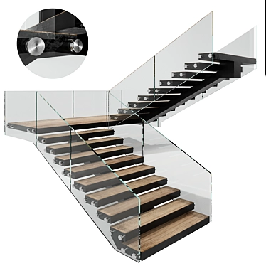 Contemporary Staircase Model 6 3D model image 1 