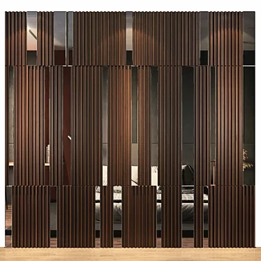 Modern Wood Panel Mirror Set 3D model image 1 