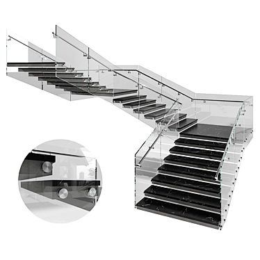 Contemporary Staircase Model FBX Plugin-Free 3D model image 1 