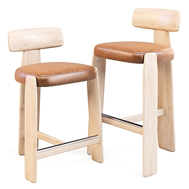 Oru Collection: Japanese Inspired Bar Stool 3D model image 1 