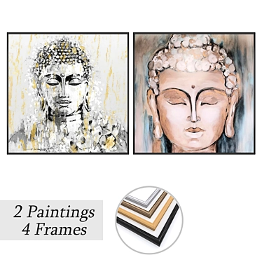 Artwork Set with Varied Frames 3D model image 1 