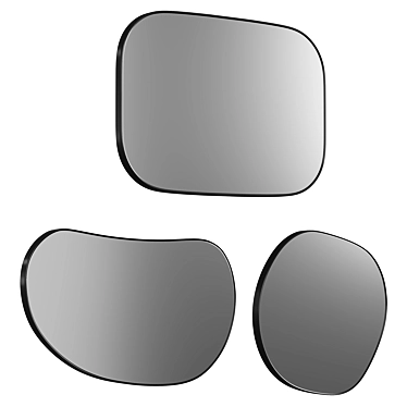 Sleek Matte Black Wall Mirror 3D model image 1 