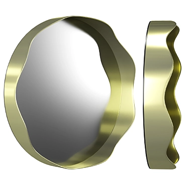 Champagne Brass Wavy Round Mirror 3D model image 1 