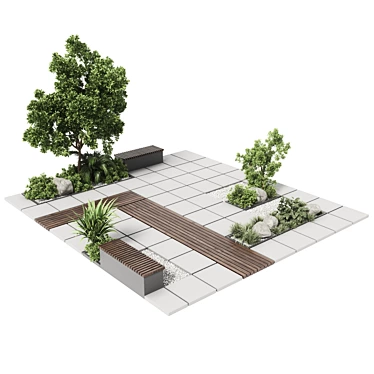  Urban Green Benches with Plants 30 Corona 3D model image 1 