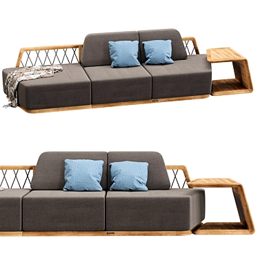 Elegant Outdoor Modular Sofa 3D model image 1 