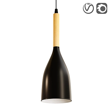 Scandinavian-Inspired Black Pendant Light 3D model image 1 