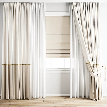 Polygonal High Quality Curtain Model 3D model image 1 