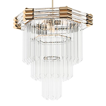 Elegant 1980s Crystal Chandelier 3D model image 1 