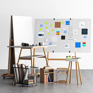 Creative Workspace Whiteboard Set 3D model image 1 