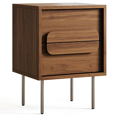 Gemini Bedside Table in Walnut 3D model image 1 