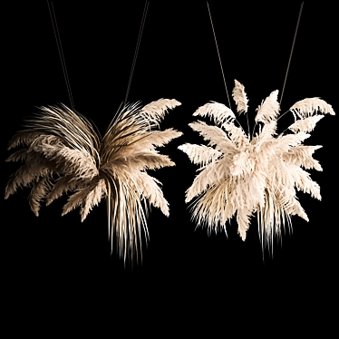 White Pampas Grass Hanging Bouquet 3D model image 1 