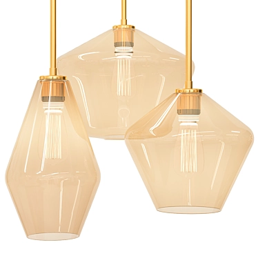 Sleek Glass Pendant Lighting Fixture 3D model image 1 