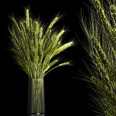  Green Wheat Spikelet Vase 3D model image 1 