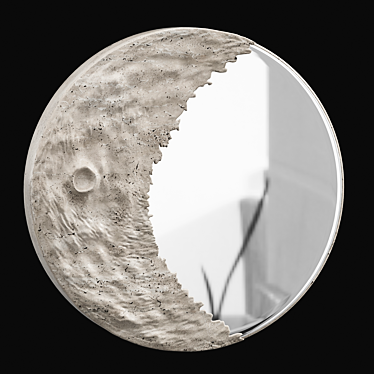 Celestial Silver Moon Art Mirror 3D model image 1 