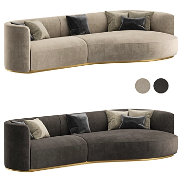 Contemporary Hand-Tailored Sofa in Round Edges 3D model image 1 